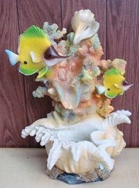 TLGr064   Фонтан с помпой:   Морские рыбки, кораллы и раковины №1