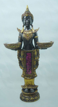 TLH569  Сувенир Индийский будда с двумя свечами, полистоун