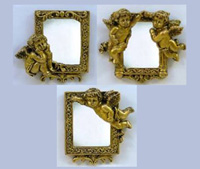 TLQM021    Сувенир    Магнит Золотой Ангел И Квадратное Зеркало   набор 12шт   8,5*7,5
