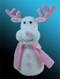 TLN1318    Снежная коллекция  Белый олень в розовом шарфике   Н*L*W=30*21*11
