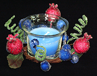 TLV120   HYGR6613blue   Подсвечник со свечой  Засахаренные фрукты голубой